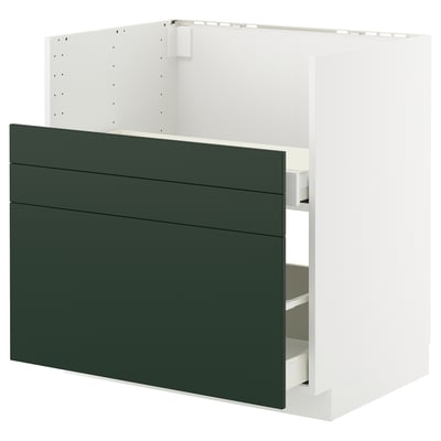 METOD / MAXIMERA Base cab f TALLSJÖN sink, white/Havstorp deep green, 80x60 cm