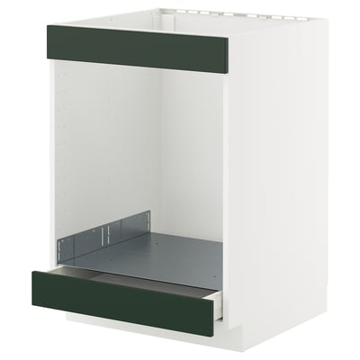 METOD / MAXIMERA Base cab for hob+oven w drawer, white/Havstorp deep green, 60x60x80 cm