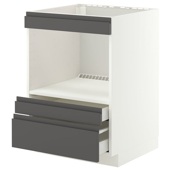 METOD / MAXIMERA Base cabinet f built-in appliances, white/Voxtorp dark grey, 60x60x80 cm