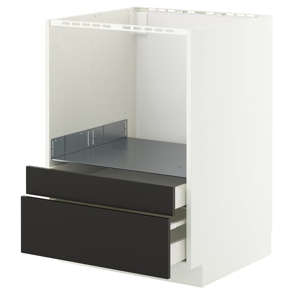 METOD / MAXIMERA Base cabinet f combi micro/drawers, white/Nickebo matt anthracite, 60x60x80 cm