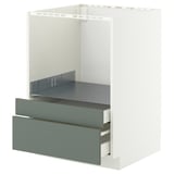 METOD / MAXIMERA Base cabinet f combi micro/drawers, white/Nickebo matt grey-green, 60x60x80 cm