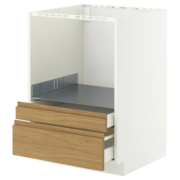 METOD / MAXIMERA Base cabinet f combi micro/drawers, white/Voxtorp oak effect, 60x60x80 cm