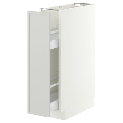 METOD / MAXIMERA Base cabinet/pull-out int fittings, white/Aspudden light grey, 20x60x80 cm