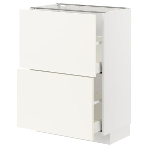 METOD white kitchen cabinet, modern design, two doors and drawers.