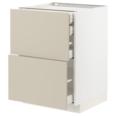 METOD / MAXIMERA Base cb 2 frnts/2 low/1 md/1 hi drw, white/Havstorp beige, 60x60x80 cm