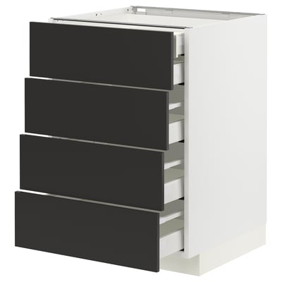 METOD / MAXIMERA Base cb 4 frnts/2 low/3 md drwrs, white/Nickebo matt anthracite, 60x60x80 cm