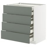 METOD / MAXIMERA Base cb 4 frnts/2 low/3 md drwrs, white/Nickebo matt grey-green, 80x60x80 cm