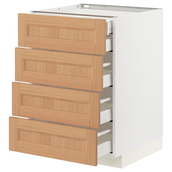METOD / MAXIMERA Base cb 4 frnts/2 low/3 md drwrs, white/Vedhamn oak, 60x60x80 cm