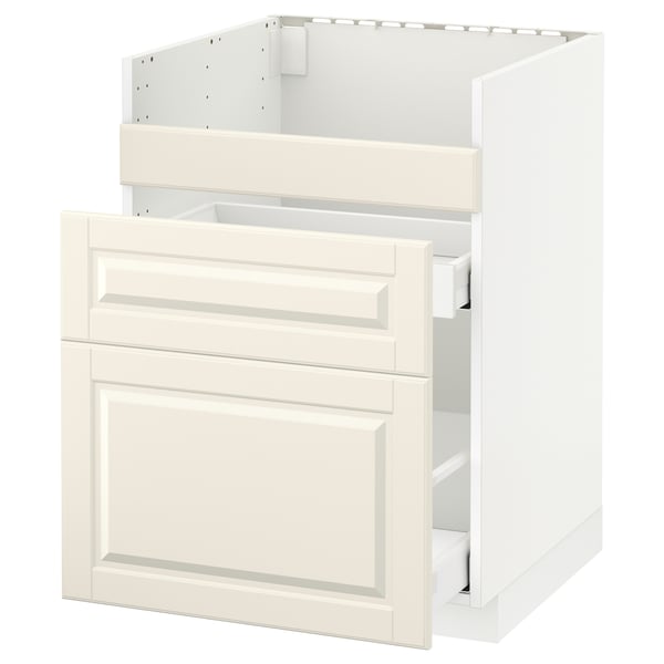 METOD / MAXIMERA Base cb f HAVSEN snk/3 frnts/2 drws, white/Bodbyn off-white, 60x60x80 cm