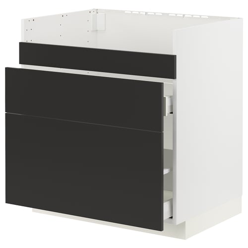 Modern black drawer unit from IKEAs METOD kitchen series. Sleek, rectangular design with smooth, soft-closing drawers.