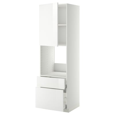 METOD / MAXIMERA Hi cab f ov w dr/2 frnt/1 m/1 h drw, white/Ringhult white, 60x60x200 cm