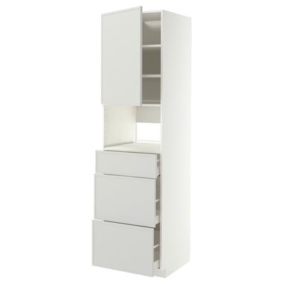 METOD / MAXIMERA High cabinet f built-in appliances, white/Aspudden light grey, 60x60x220 cm