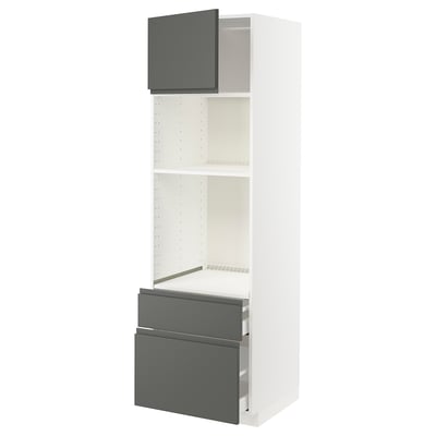 METOD kitchen unit in white and dark grey. Drawer and shelves with built-in dampers.