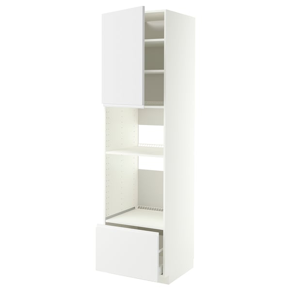 White METOD kitchen unit with adjustable shelves and drawers.