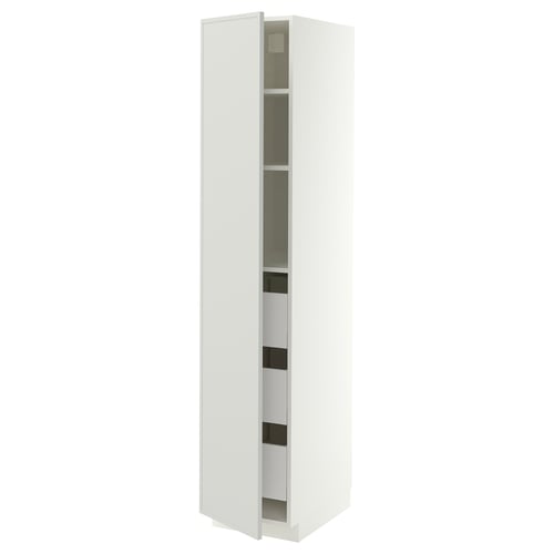 METOD / MAXIMERA High cabinet with drawers, white/Aspudden light grey, 40x60x200 cm