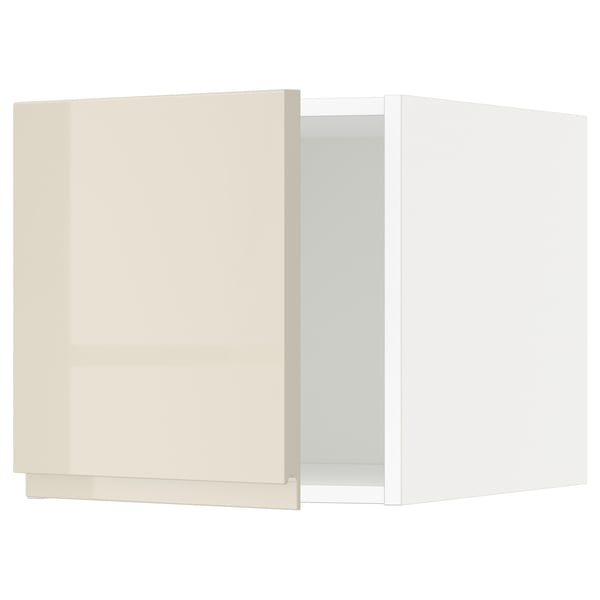METOD Top cabinet, white/Voxtorp high-gloss light beige, 40x60x40 cm