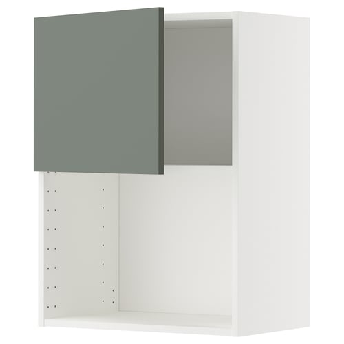 METOD kitchen unit, grey-green and white, modern design, adjustable shelf, sturdy frame, nickel hinges.