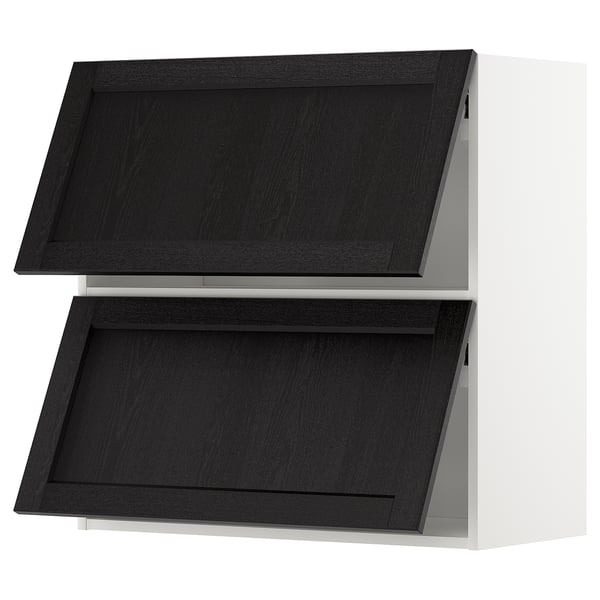 METOD Wall cabinet horizontal w 2 doors, white/Lerhyttan black stained, 80x37x80 cm