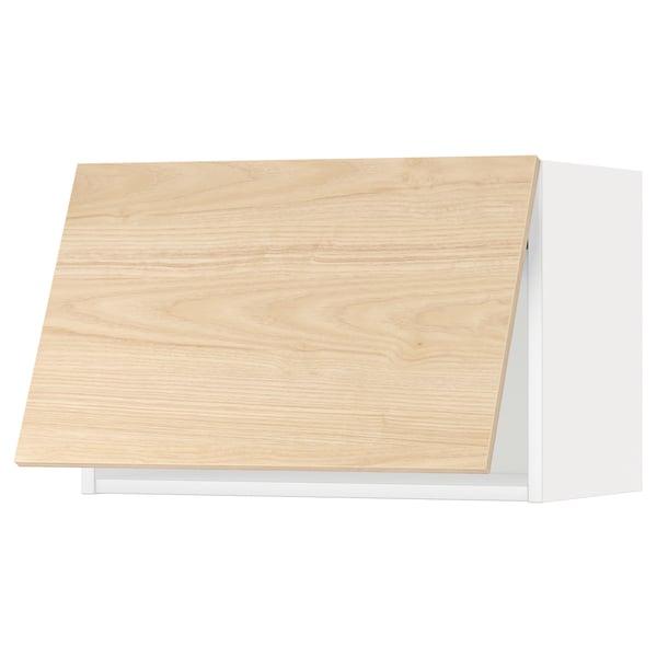 METOD Wall cabinet horizontal w push-open, white/Askersund light ash effect, 60x37x40 cm