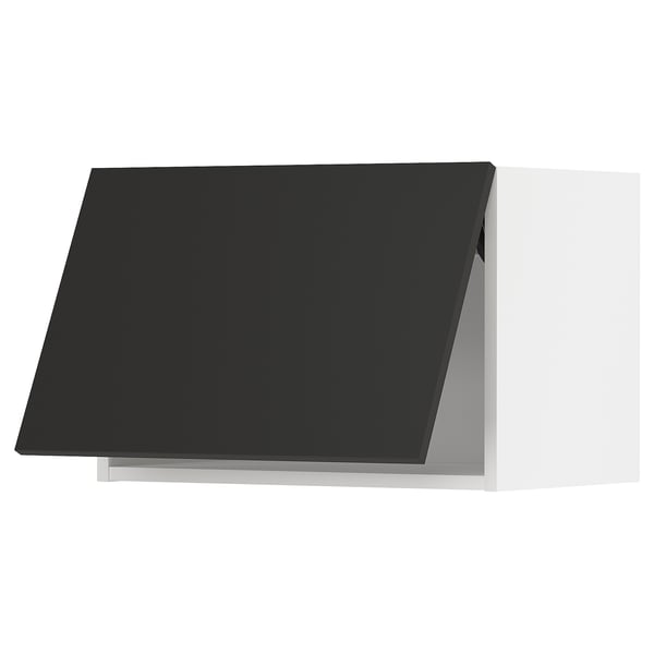 METOD Wall cabinet horizontal w push-open, white/Nickebo matt anthracite, 60x37x40 cm