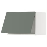 METOD Wall cabinet horizontal w push-open, white/Nickebo matt grey-green, 60x37x40 cm