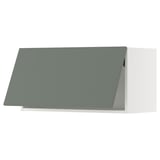 METOD Wall cabinet horizontal w push-open, white/Nickebo matt grey-green, 80x37x40 cm