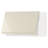 METOD Wall cabinet horizontal w push-open, white/Voxtorp high-gloss light beige, 60x37x40 cm