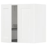 METOD Wall cabinet w dish drainer/2 doors, white Enköping/white wood effect, 60x37x60 cm