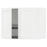 METOD Wall cabinet w dish drainer/2 doors, white Enköping/white wood effect, 80x37x60 cm