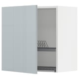METOD Wall cabinet with dish drainer, white/Kallarp light grey-blue, 60x37x60 cm
