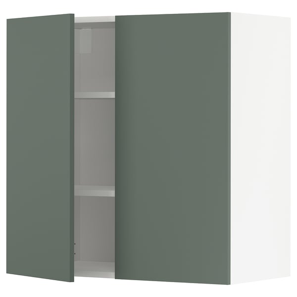 Metod Wall Cabinet With Shelves 2 Doors White Bodarp Grey Green Ikea