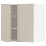 METOD Wall cabinet with shelves/2 doors, white/Havstorp beige, 60x37x60 cm