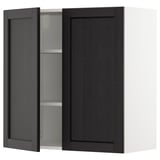 METOD Wall cabinet with shelves/2 doors, white/Lerhyttan black stained, 80x37x80 cm