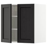 METOD Wall cabinet with shelves/2 doors, white/Lerhyttan black stained, 60x37x60 cm