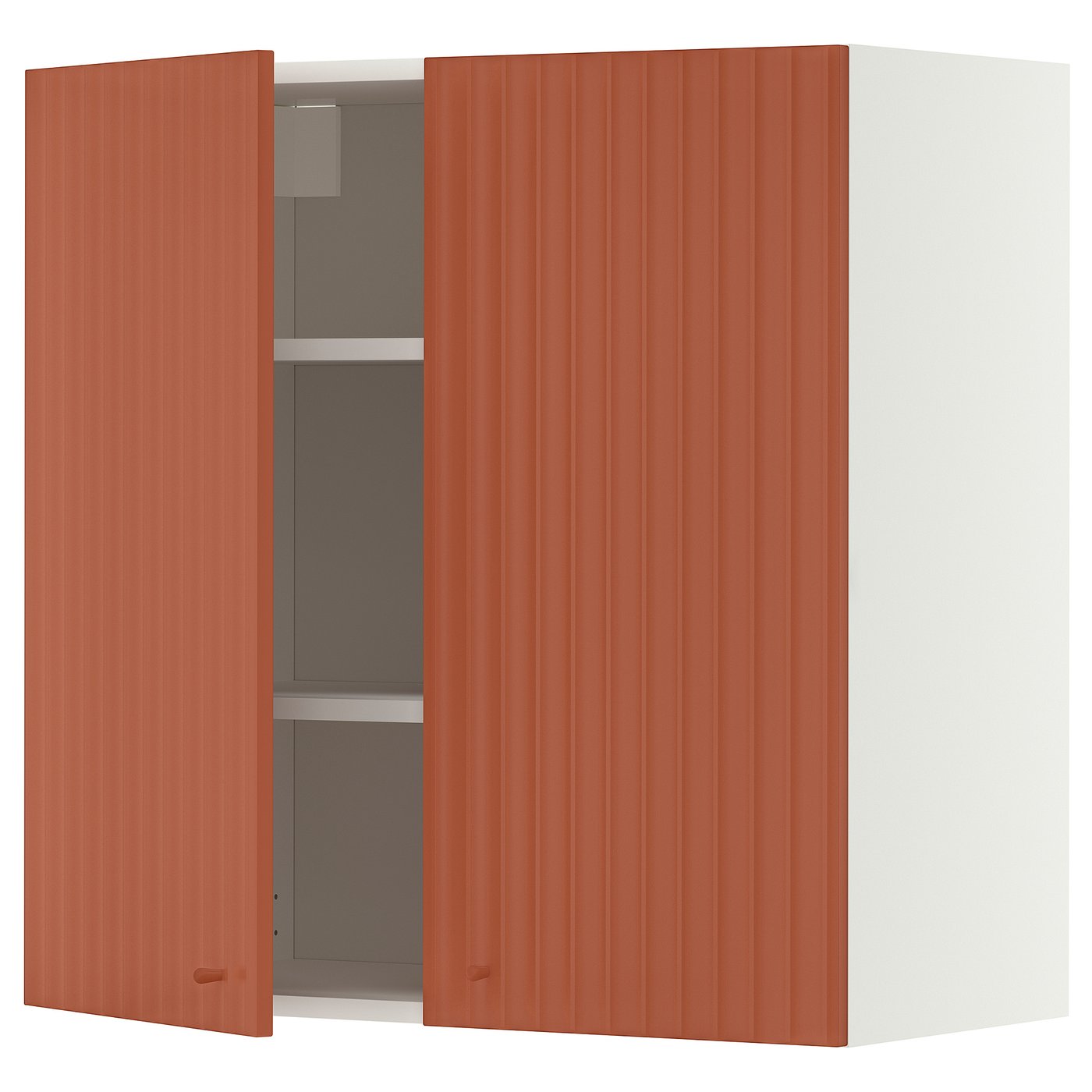 METOD wall cabinet with shelves/2 doors, white/Terrsjö red-brown