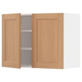METOD Wall cabinet with shelves/2 doors, white/Vedhamn oak, 80x37x60 cm