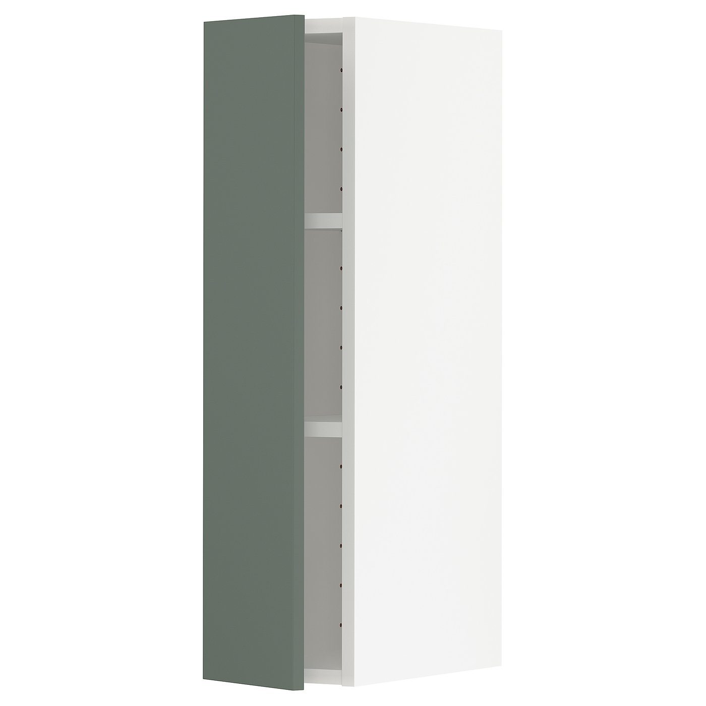 METOD wall with shelves, white/Bodarp greygreen, 20x37x80 cm