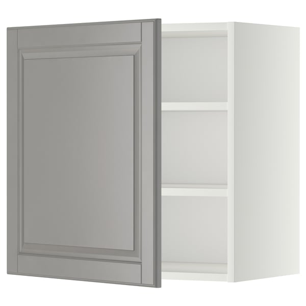 METOD Wall cabinet with shelves, white/Bodbyn grey, 60x37x60 cm