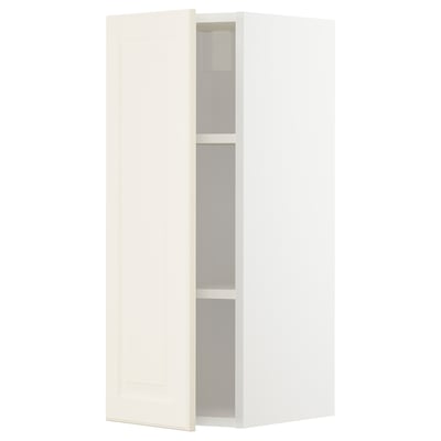 METOD Wall cabinet with shelves, white/Bodbyn off-white, 30x37x80 cm