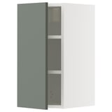 METOD Wall cabinet with shelves, white/Nickebo matt grey-green, 30x37x60 cm