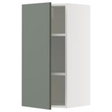 METOD Wall cabinet with shelves, white/Nickebo matt grey-green, 40x37x80 cm