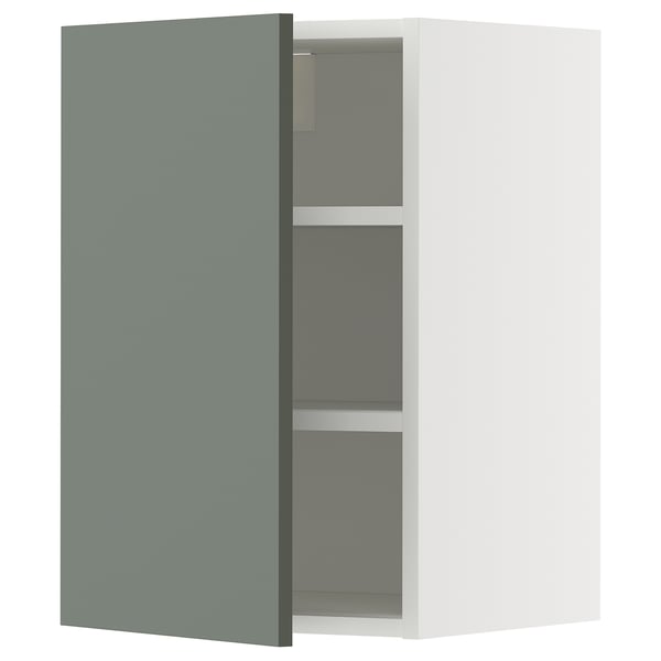 METOD Wall cabinet with shelves, white/Nickebo matt grey-green, 40x37x60 cm
