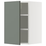 METOD Wall cabinet with shelves, white/Nickebo matt grey-green, 40x37x60 cm