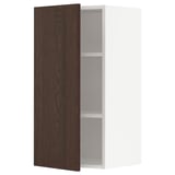 METOD Wall cabinet with shelves, white/Sinarp brown, 40x37x80 cm
