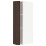 METOD Wall cabinet with shelves, white/Sinarp brown, 20x37x80 cm