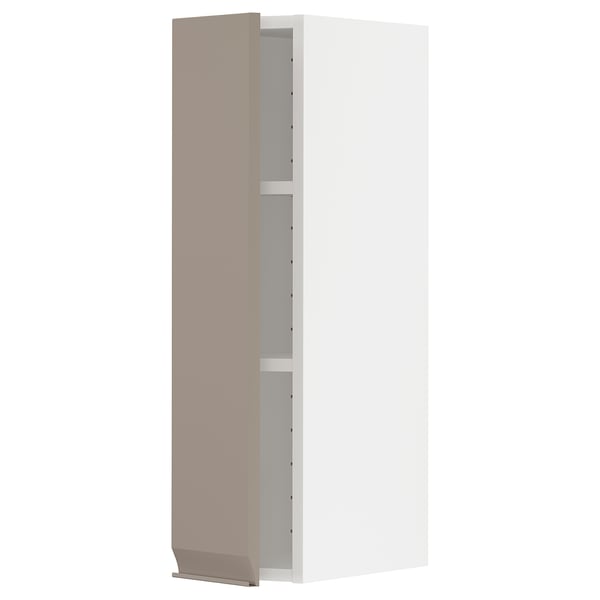 METOD Wall cabinet with shelves, white/Upplöv matt dark beige, 20x37x80 cm