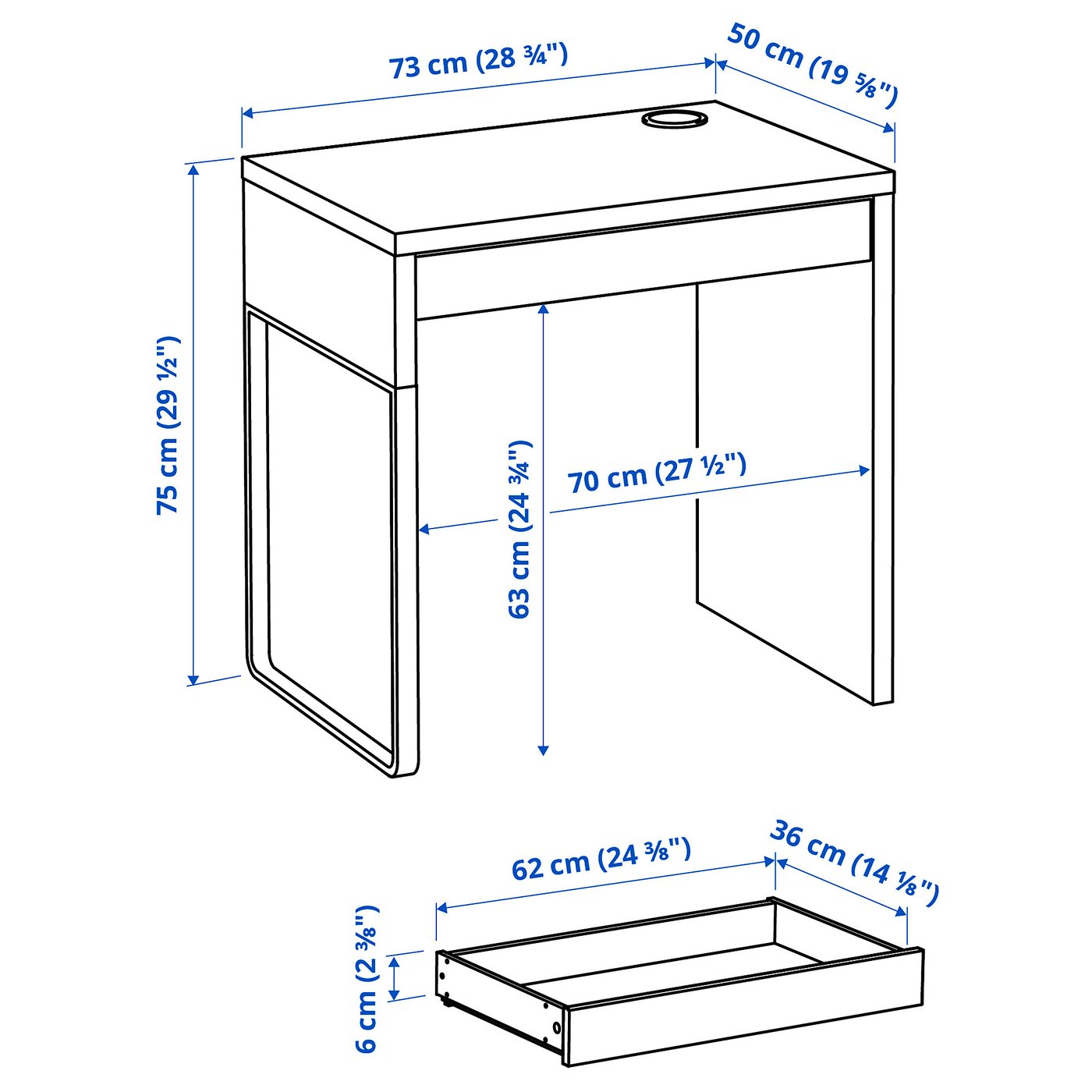 MICKE desk, black-brown, 73x50 cm - IKEA