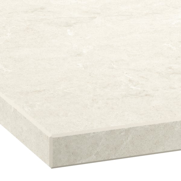 MÖCKLARP Custom made worktop, matt light grey limestone effect/high pressure porcelain, 1 m²x4.0 cm