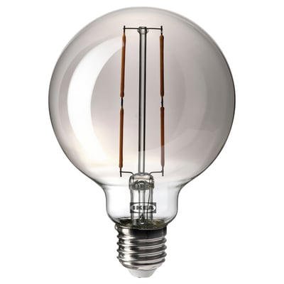 MOLNART LED bulb E27 120 lumen, globe grey clear glass, 95 mm