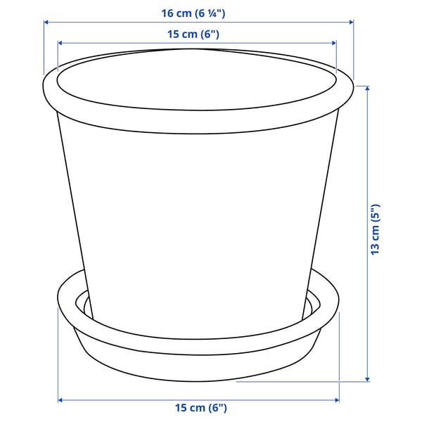 MUSKOTBLOMMA Plant pot with saucer, in/outdoor terracotta, 12 cm